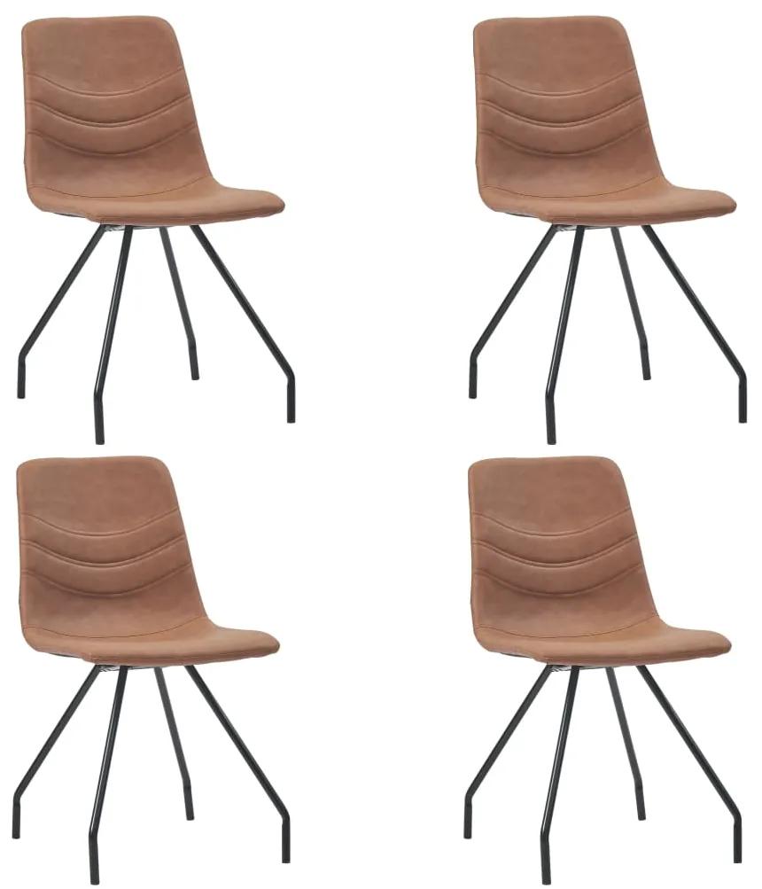 Jedálenské stoličky 4 ks hnedé umelá koža 281496