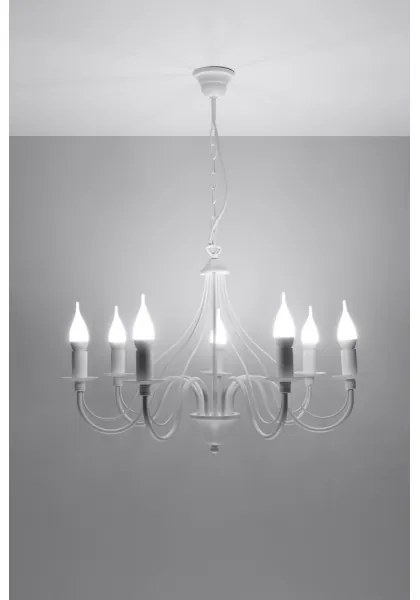 Luster na reťazi MINERWA 7 7xE14/40W/230V biela