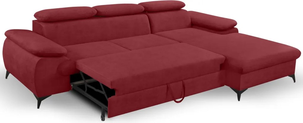 Rohová sedacia súprava Scala, červená látka, pravý roh