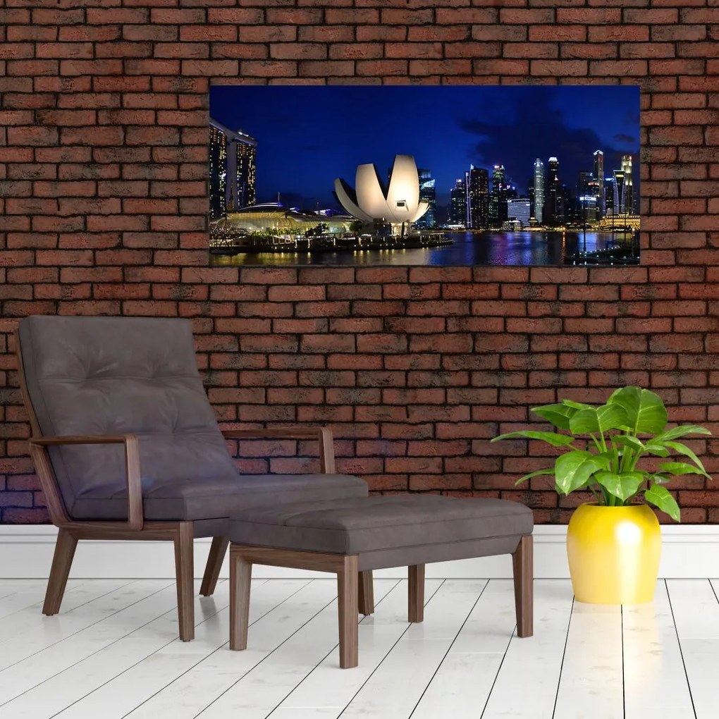 Obraz nočného Singapuru (120x50 cm)