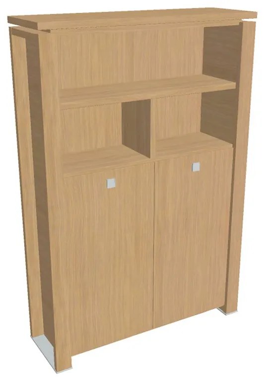 Vysoká šatníková skriňa Verno+ 140 x 46 x 210 cm, s regálom, dub svetlý