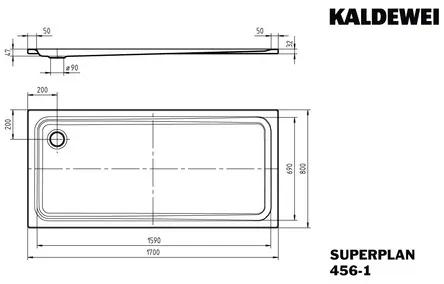 Sprchová vanička KALDEWEI Superplan XXL 1700 x 800 x 47 mm alpská biela Hladké 439900010001