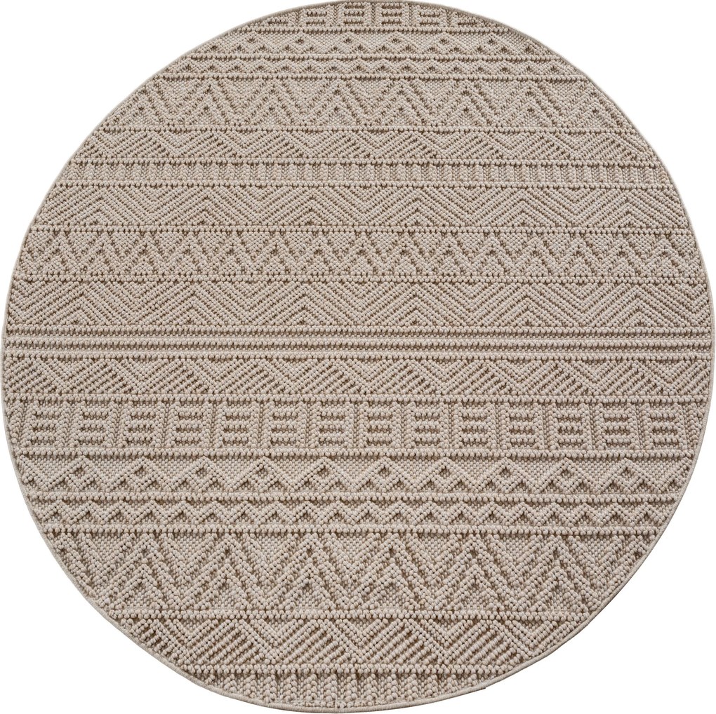 Ayyildiz, Kusový koberec Helix 2202 beige kruh, 80x80, béžová, chodba / predsieň