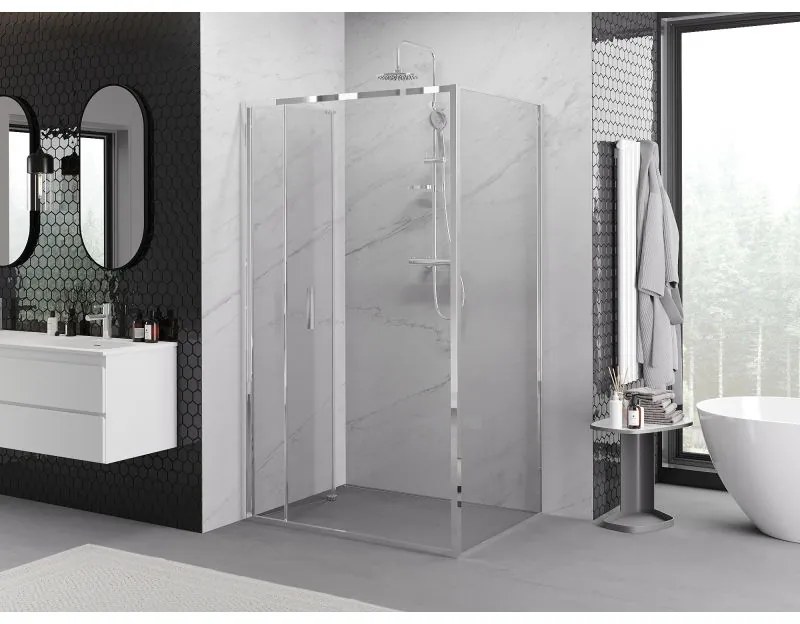 Mexen Exo, sprchovací kút so skladacími dverami 90 x 80 cm, 6mm číre sklo, chrómový profil, 816-090-080-01-00