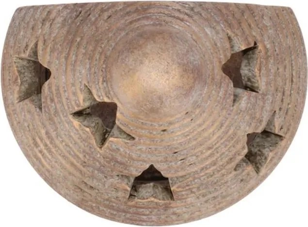 Zlatý antik cementový svietnik domček House Gold - 14*10*23 cm