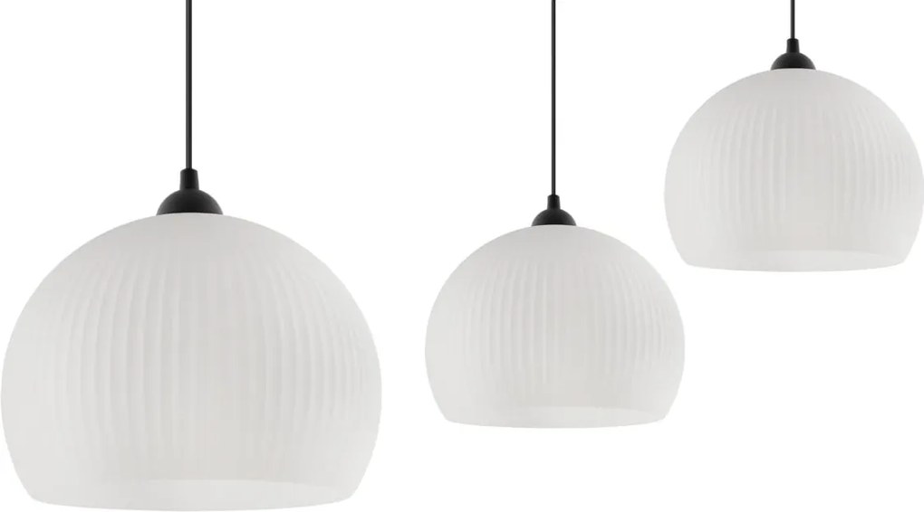 Závesné svietidlo Riffle 5, 1x biele sklenené tienidlo, b