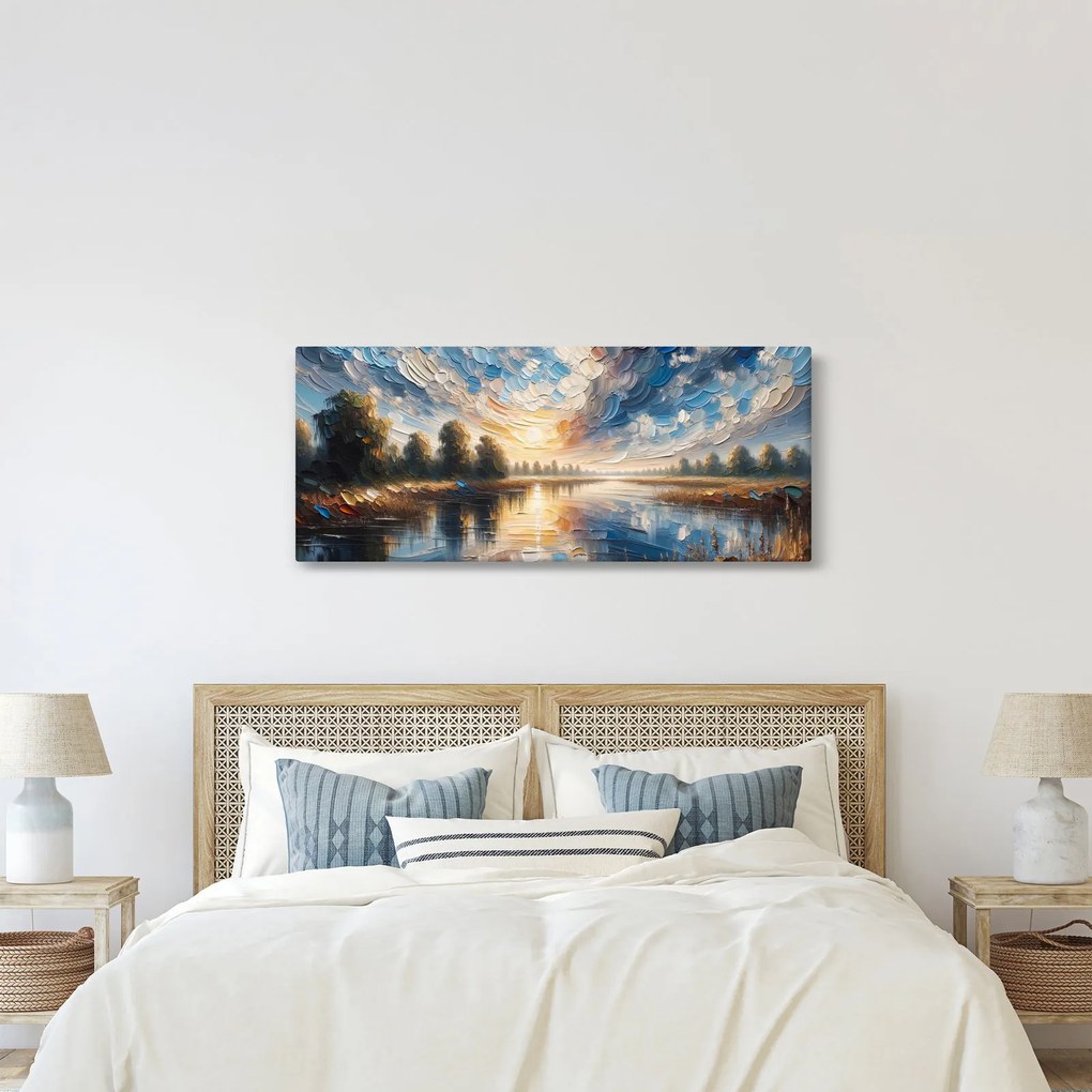 Obraz - Maľba slnka nad vodou (120x50 cm)