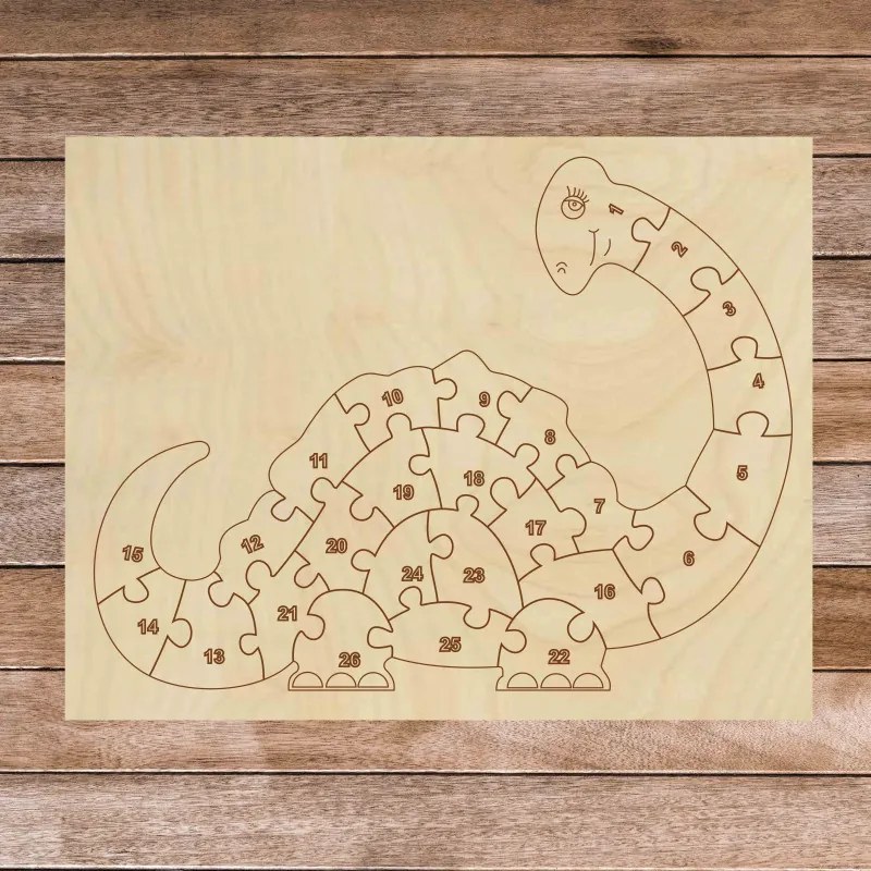 Detské drevené puzzle - Dinosaurus a čísla 26 dielikov | SENTOP H023