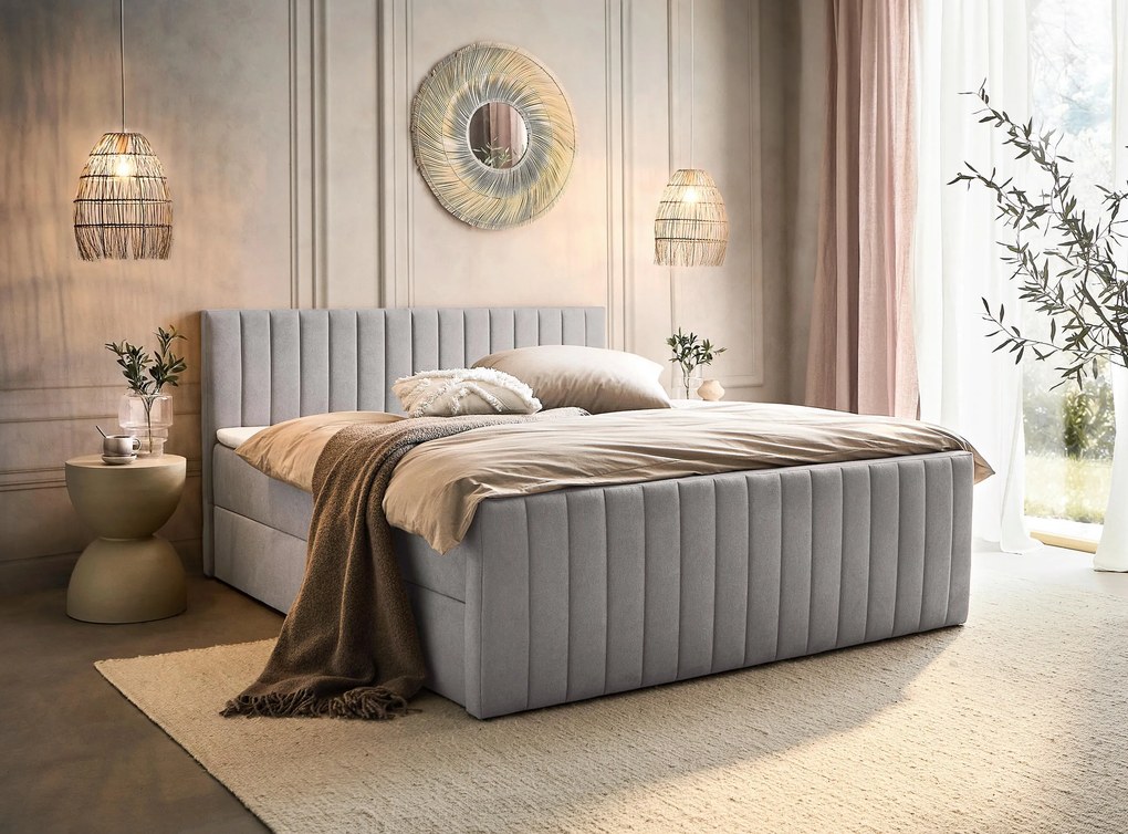 XXXLutz AMERICKÁ POSTEĽ, 160/200 cm, svetlosivá Boxxx - Online Only spálne - 002444002507