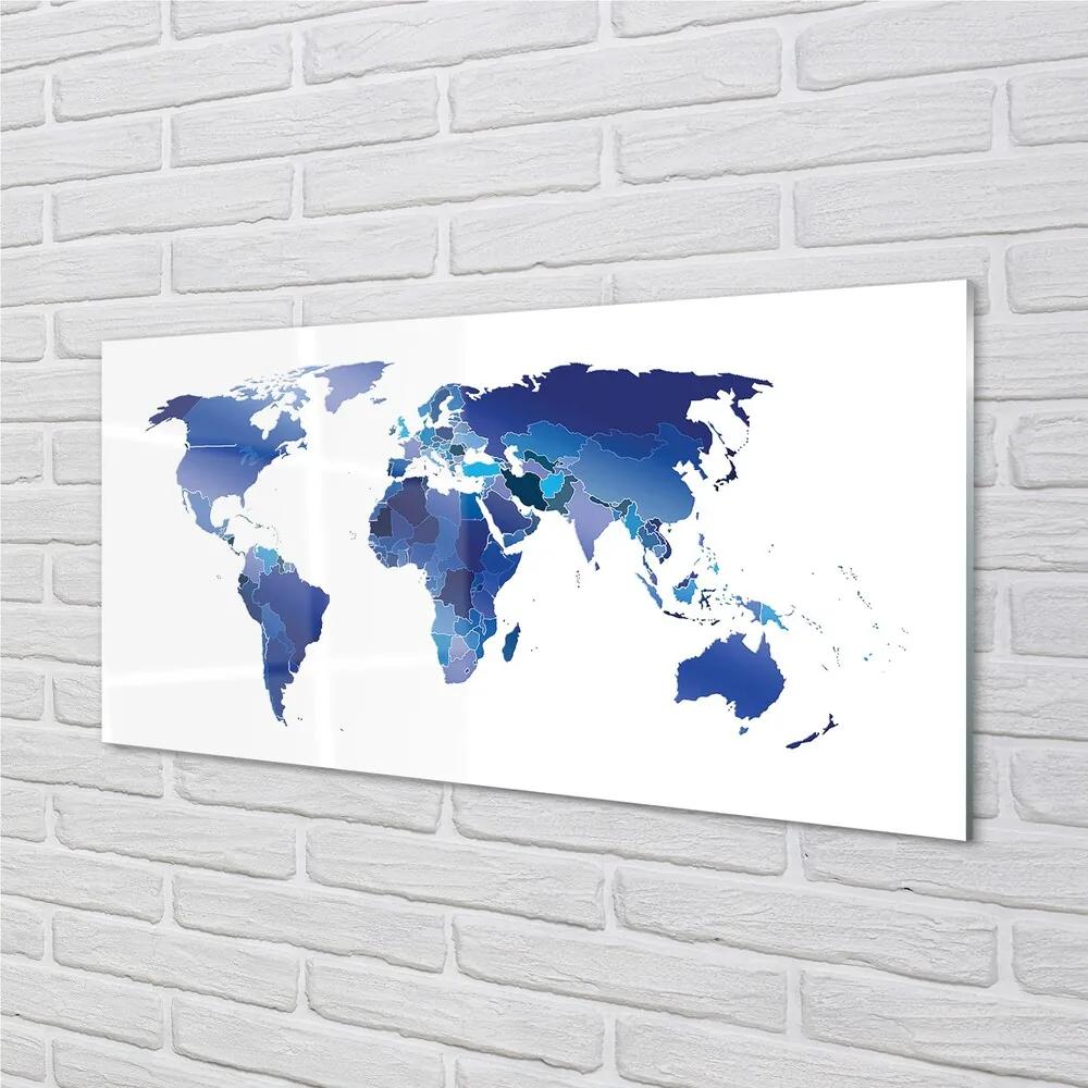 Sklenený obraz modrá mapa 125x50 cm