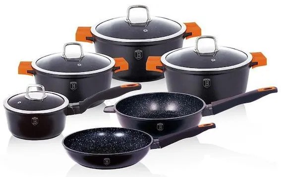 Nepriľnavá sada hrncov 10 ks, Granit Diamond Line BerlingerHaus