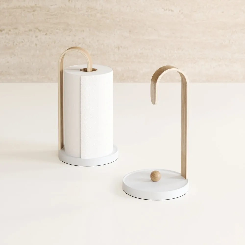 Biely drevený stojan na papierové utierky ø 17 cm Bellwood – Umbra