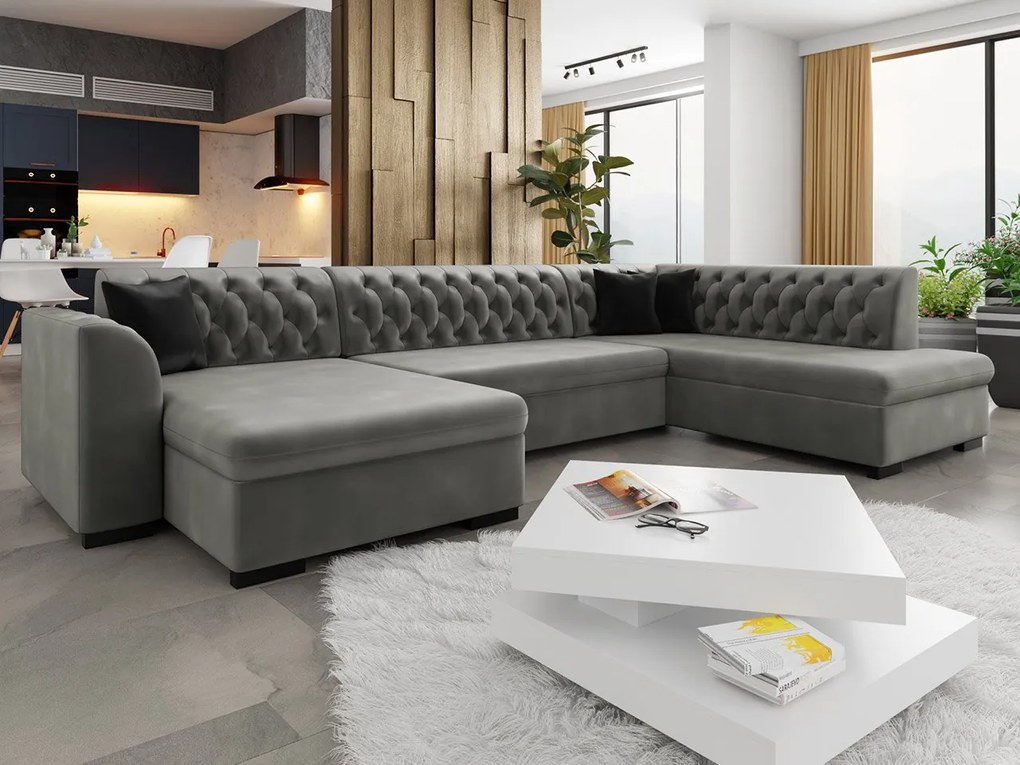 Veľká sedačka do obývačky Valdero, Dostupné poťahy: Magic Velvet 2227 + Magic Velvet 2227 + Evo 29, Strana: Ľavá