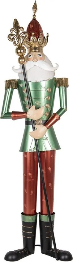 Veľká červeno-zelená kovová figúrka Luskáčik Nutcracker - 64*48*235 cm