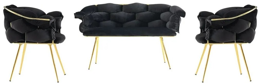 Súprava pohoviek Balon Black and Gold, 3 kusy