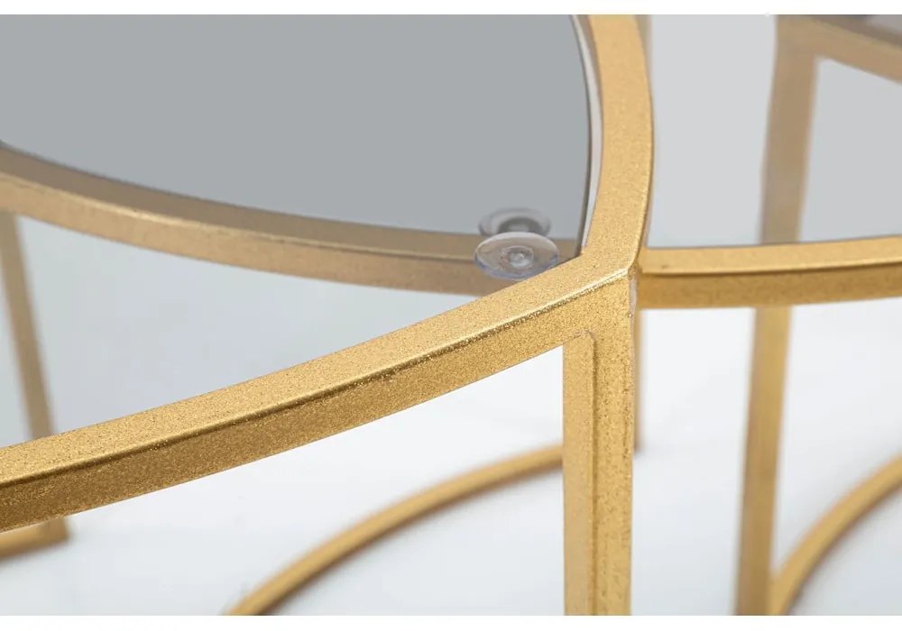 Okrúhle konferenčné stolíky v súprave 3 ks so sklenenou doskou v zlatej farbe ø 60 cm Triangle – Mauro Ferretti