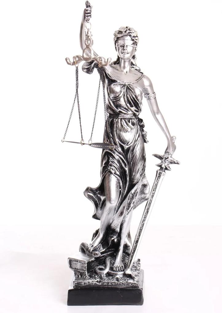 Socha spravodlivosti JUSTÍCIA L-499 - strieborná (41x10x10 cm)