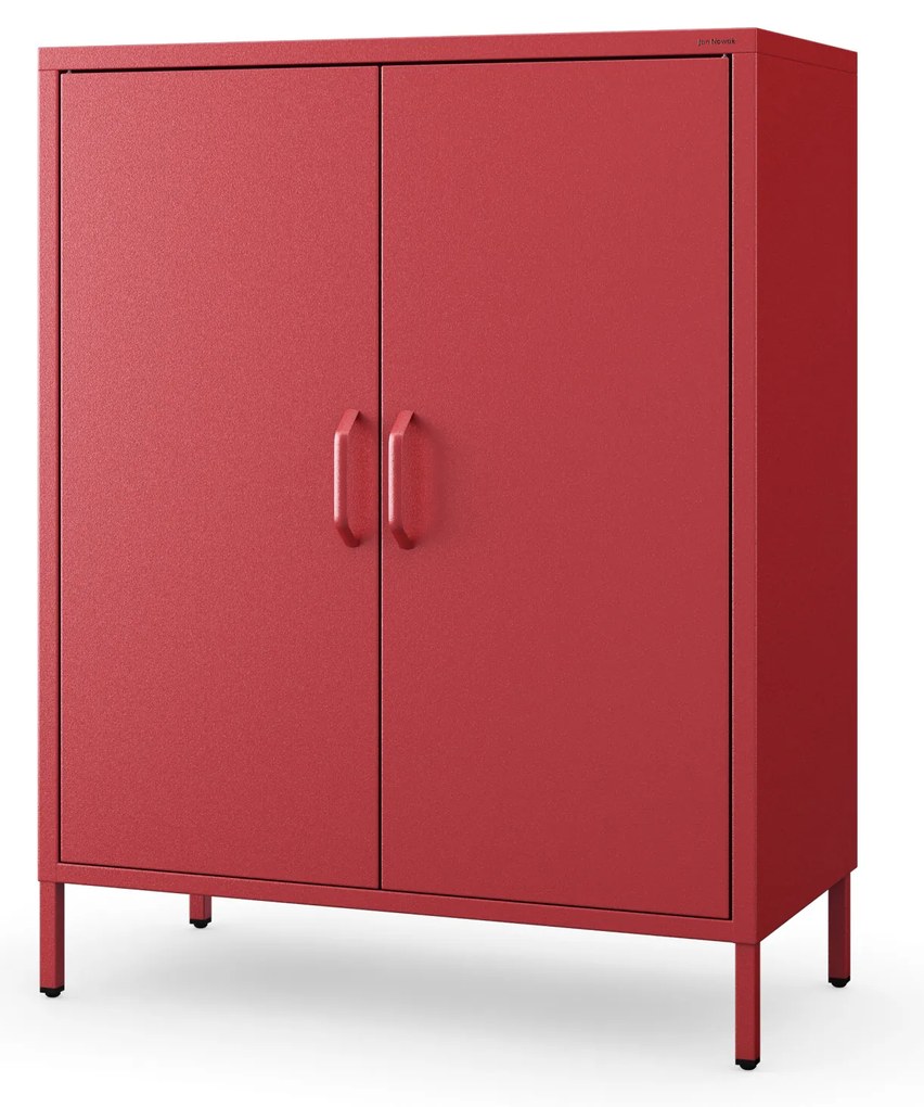 Skrinka do obývačky s policami VITO, 800 x 1015 x 400 mm, Modern: červená farba