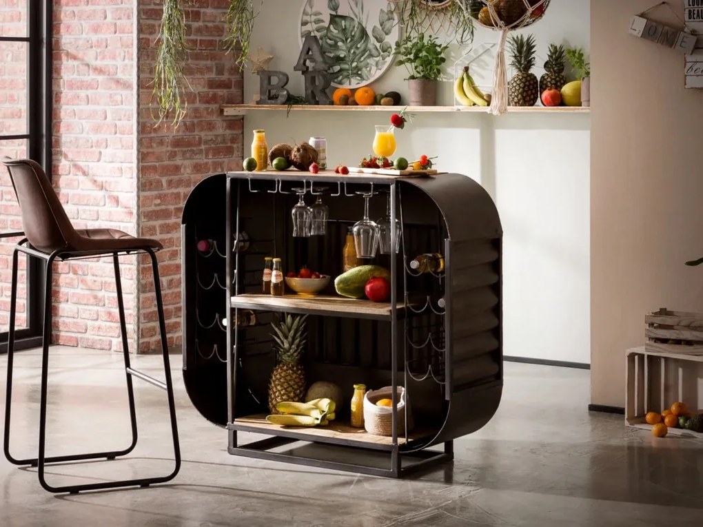 furniture-nabytek.cz - Barový jídelní stůl Bolton z kovu a manga, lakovaný, stříbrný – 112×50×105 cm
