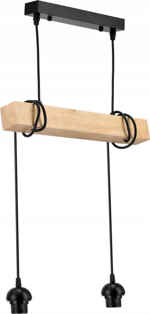 BERGE LED závesné stropné svietidlo, drevený trám, 2xE27, Luster Milk Cube