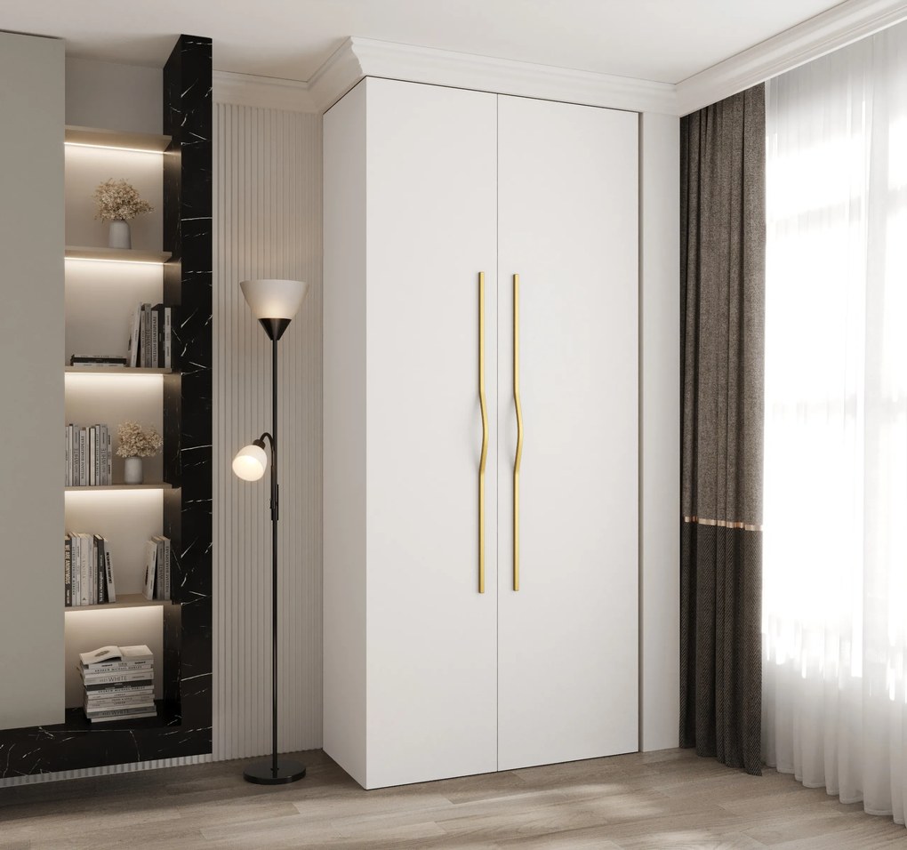 Šatníková skriňa 110 cm Carmela 40-2 (biela + zlatá). Akcia -21%. Vlastná spoľahlivá doprava až k Vám domov. 1126550