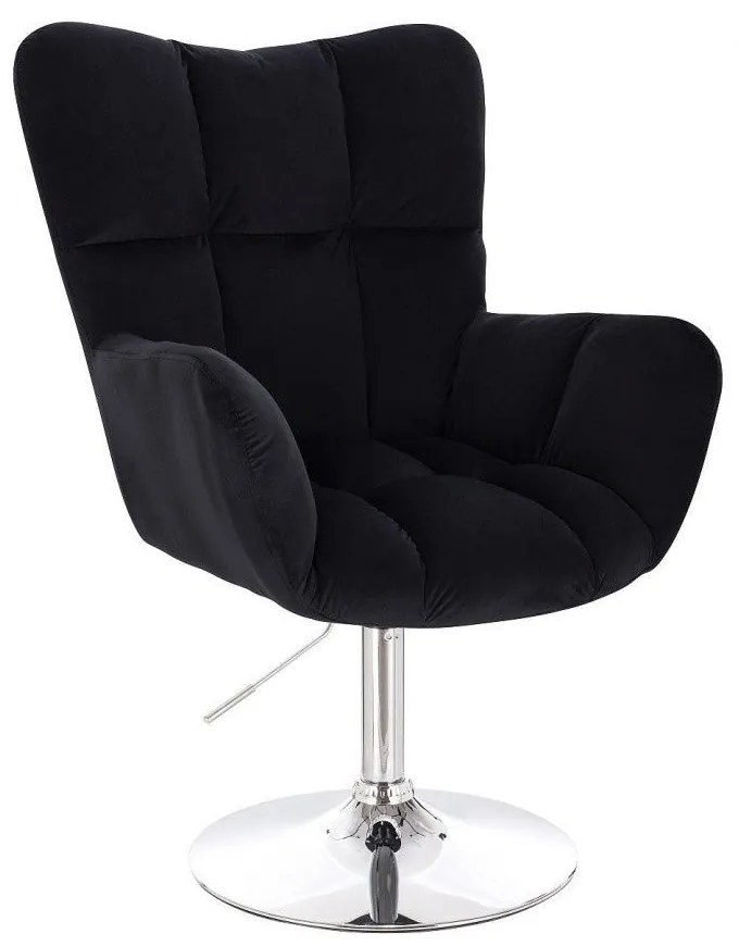 LuxuryForm DESIGN Otočné kreslo AURORA VELUR na striebornom tanieri - čierne