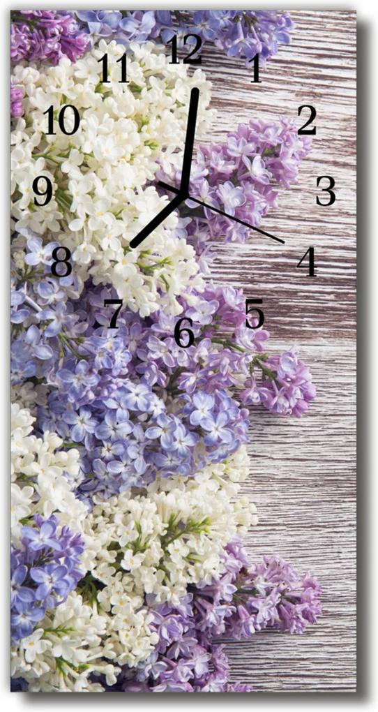 Sklenené hodiny vertikálne  Lilac kvety pestré