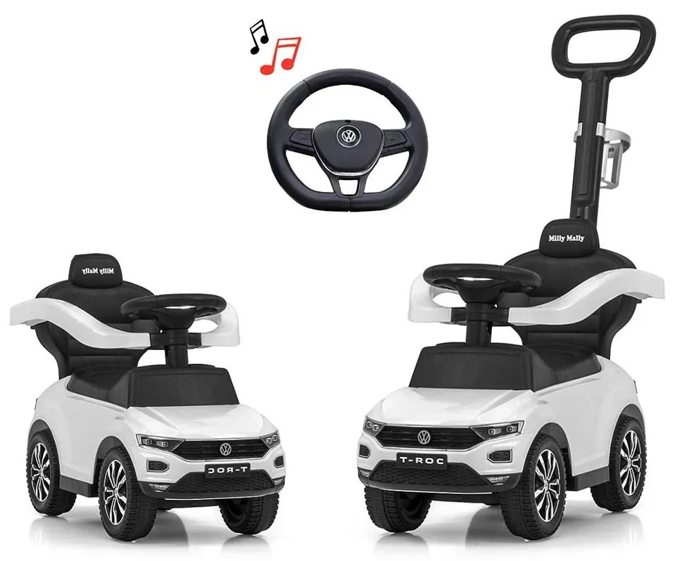 Detské odrážadlo s vodiacou tyčou VOLKSWAGEN T-ROC Milly Mally biele