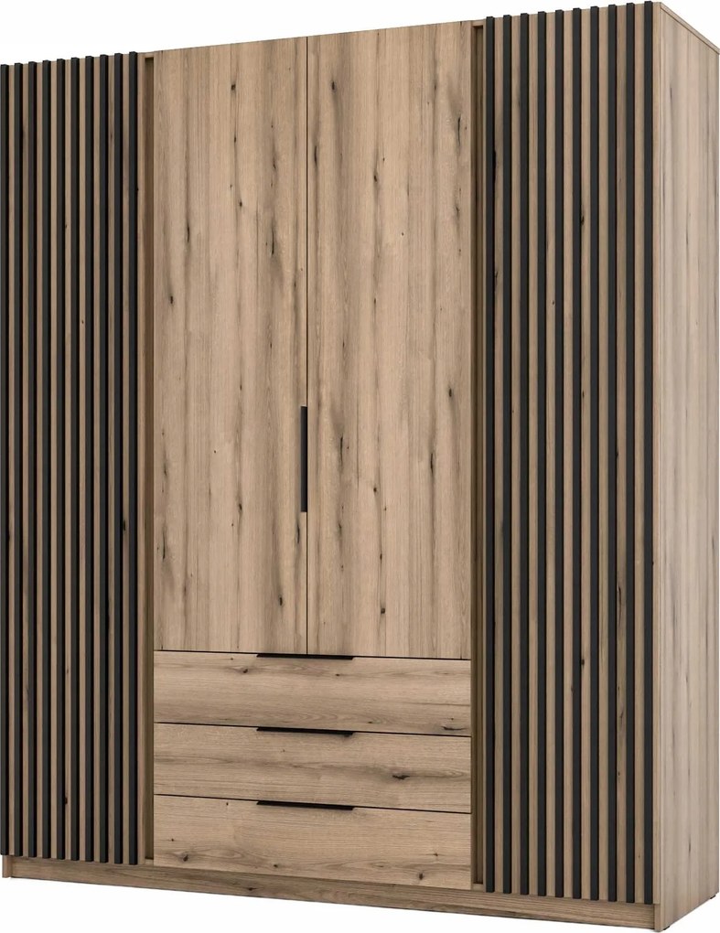 4-dverová skriňa do predsiene s zásuvkami Dravero Ev/ev-bl 2LAM 2F 3S