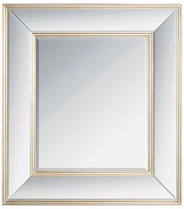 Bighome - Zrkadlo CLYDE 92x80 cm - biela,zlatá