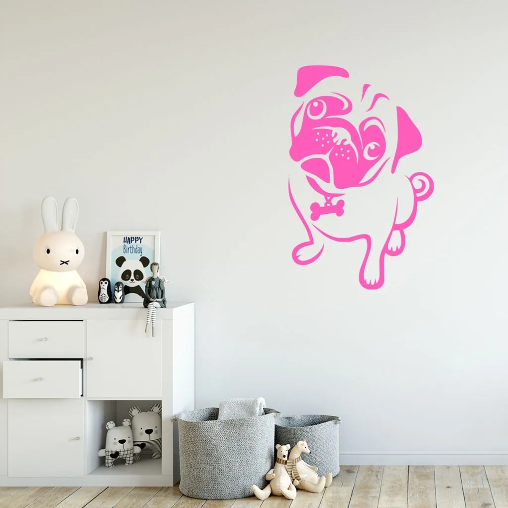 Veselá Stena Samolepka na stenu na stenu Mopslík Farba: černá