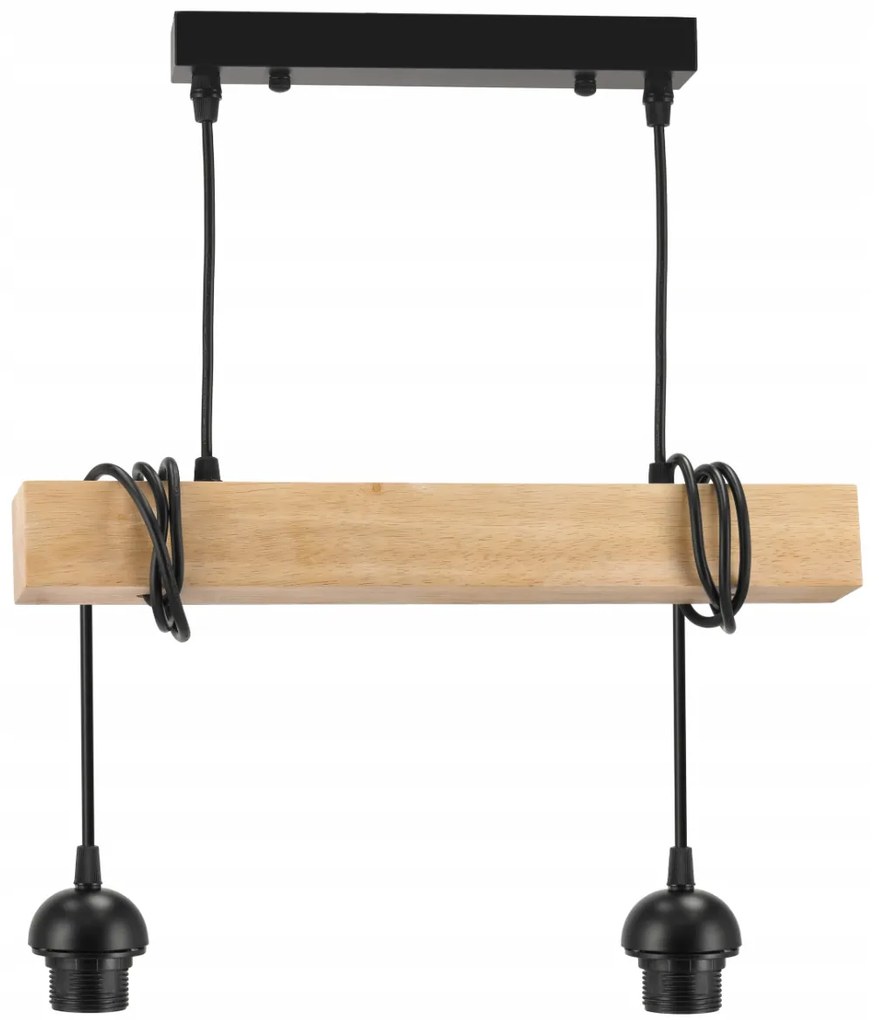 BERGE Závesné stropné svietidlo LED drevený trám 2xE27 Dense Ball Luster Luca