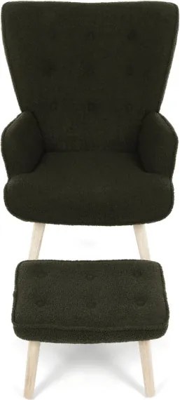 Kreslo zelené bouclé s podnožkou AK-319 GRN2