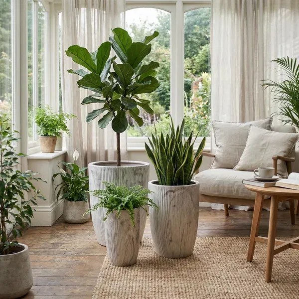 Sada 3 ks květináčů NEVA MARBLE IX béžová