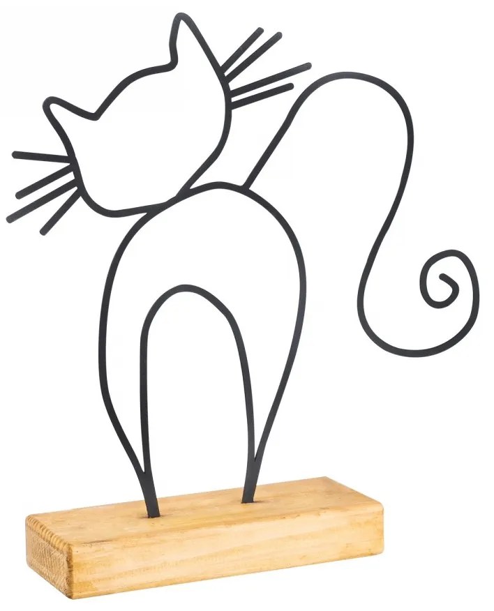 Kovová dekorácia mačka 36 cm čierna