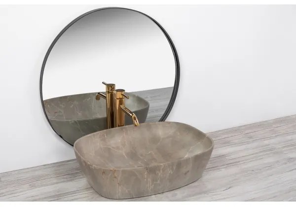 REA-U6647 - Umývadlo na dosku FREJA 39,5x51 cm keramika/šedá/mramorový dekor