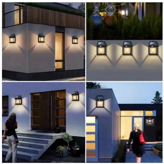 Solárna záhradná nástenná lampa Solar Interaction YX-777 - čierna