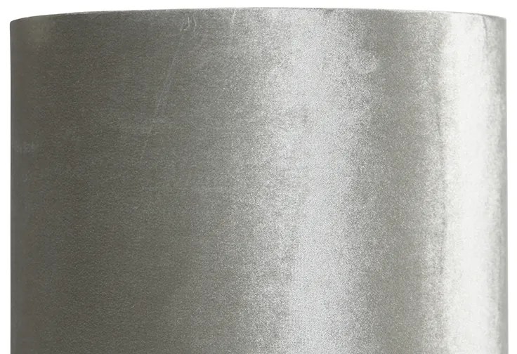 Moderná stojaca lampa čierna s plyšovým sivým tienidlom - Rich