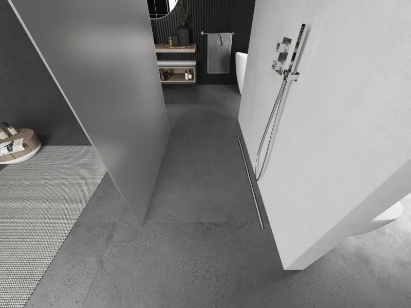 Mexen Kioto, sprchová zástena Walk-In 110 x 200 cm, 8mm sklo námraza, brúsená oceľ profil, 800-110-002-97-30