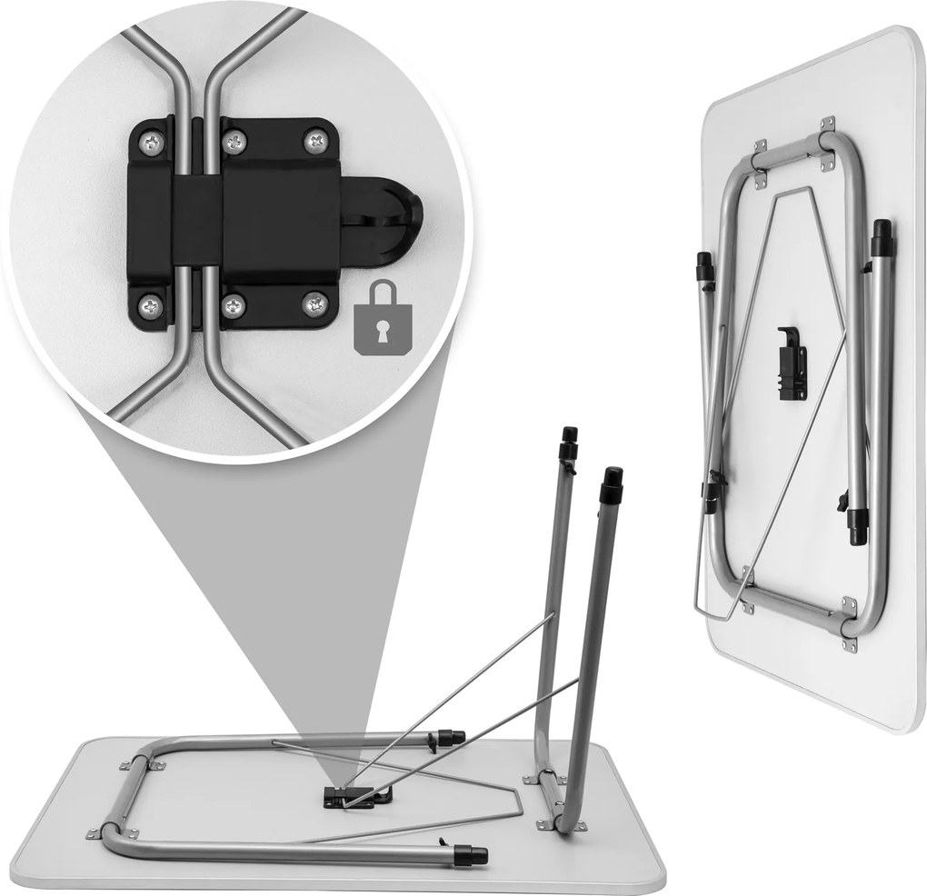 Kempingový stôl  FOKA sklápací, 80x54x50-69cm, biela Casaria