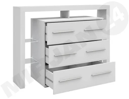 Komoda Ravido I Plus, Farby: biela / biely lesk