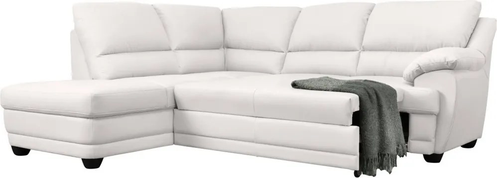 Rohová sedací souprava Nebolo, biela koža, ľavý roh