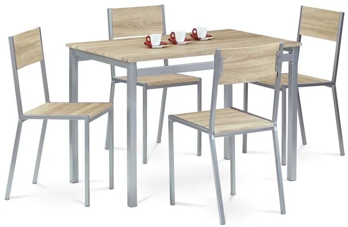 Autronic BONTEC Jedálenský set so 4 stoličkami, 110x70x76cm, mdf, dub sonoma, HARVEY SON Farba: Hnedá