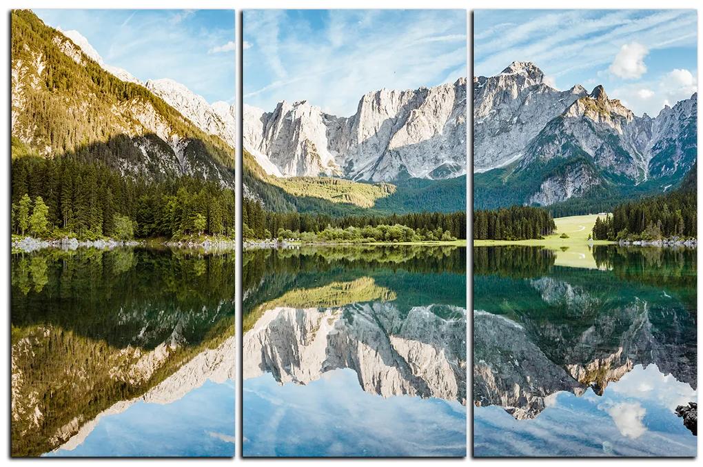 Obraz na plátne - Alpské štíty odrážajúce sa v pokojnom jazere 1157B (135x90 cm)