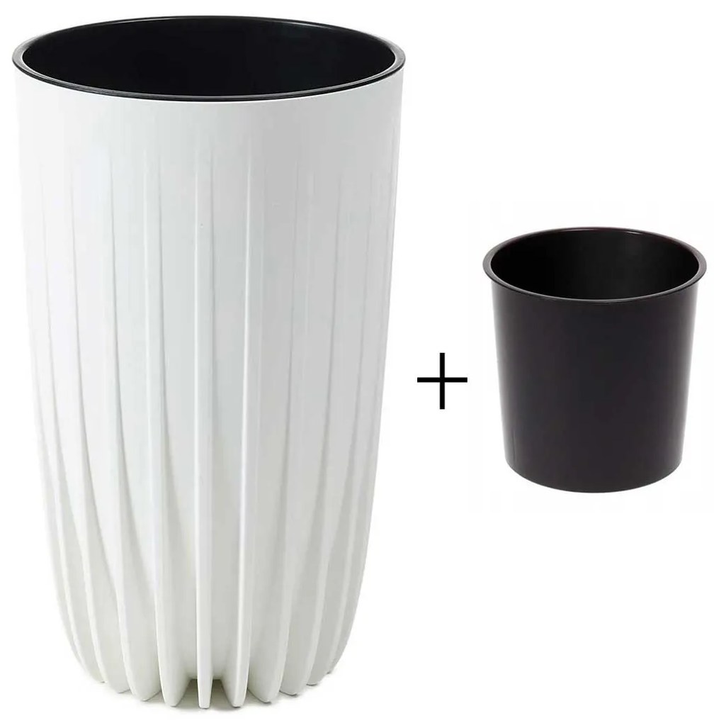 PLASTOVÝ KVETINÁČ STRIPPED ECO 51X30 CM BIELA