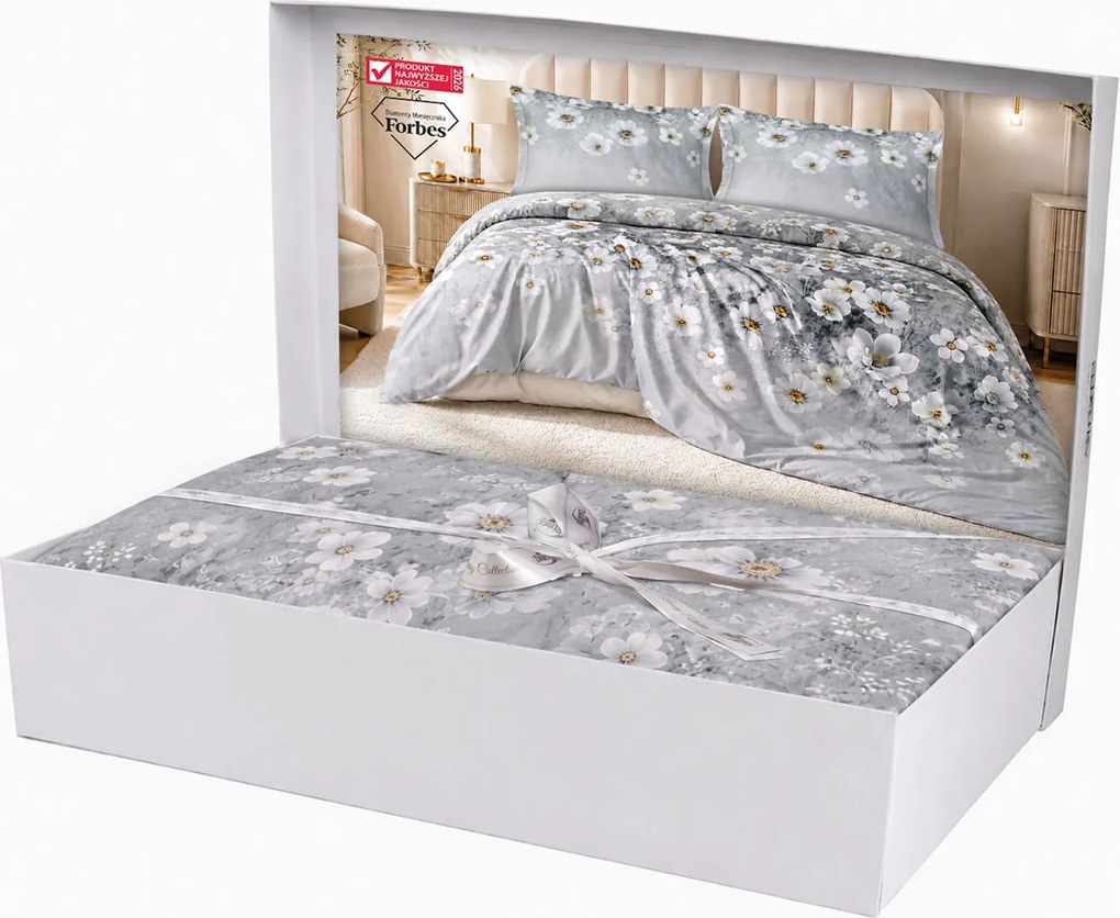 SATÉNOVÉ OBLIEČKY LUXURY SOLARA 200X220 CM, 2KS 70X80 CM KVETY