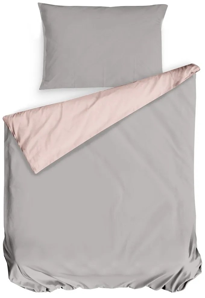 Mistral Home obliečka bavlnený perkál Doubleface sivo-béžová/pudrová rúžová - 140x220 / 70x90 cm