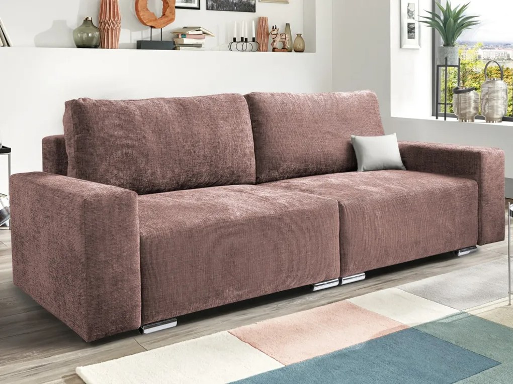 Rozkladacia pohovka Anafi, tmavo ružová látka