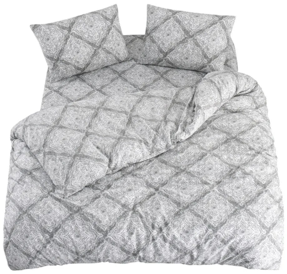 Sivé obliečky na jednolôžko/predĺžené s plachtou/3-dielne 160x220 cm Geometric – Mila Home