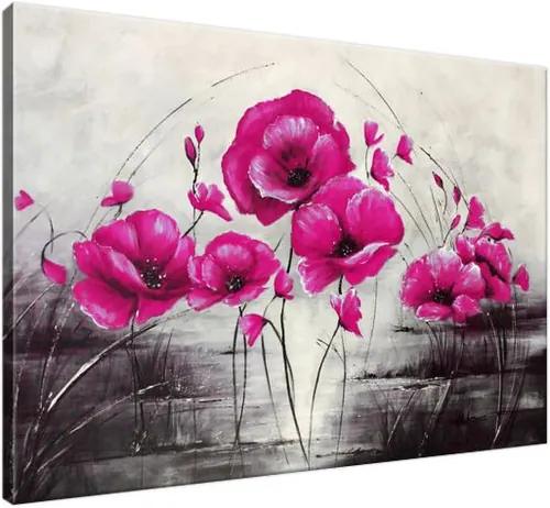 Ručne maľovaný obraz Ružové Vlčie maky 100x70cm RM2453A_1Z